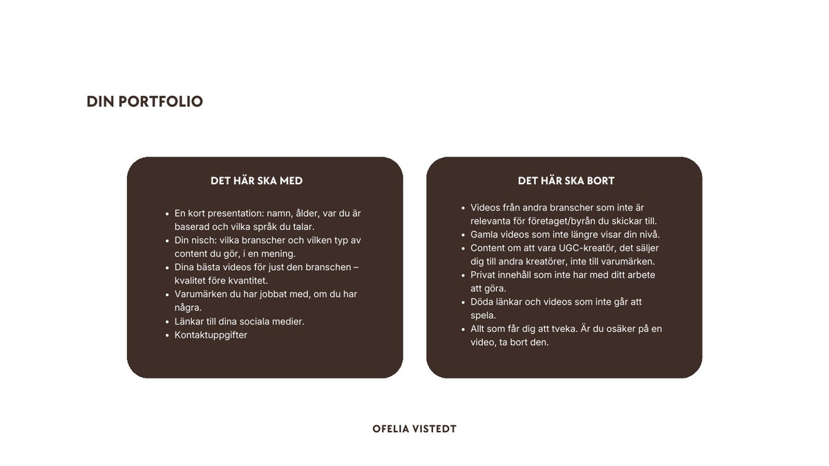Det här ska med – och bort – i din portfolio